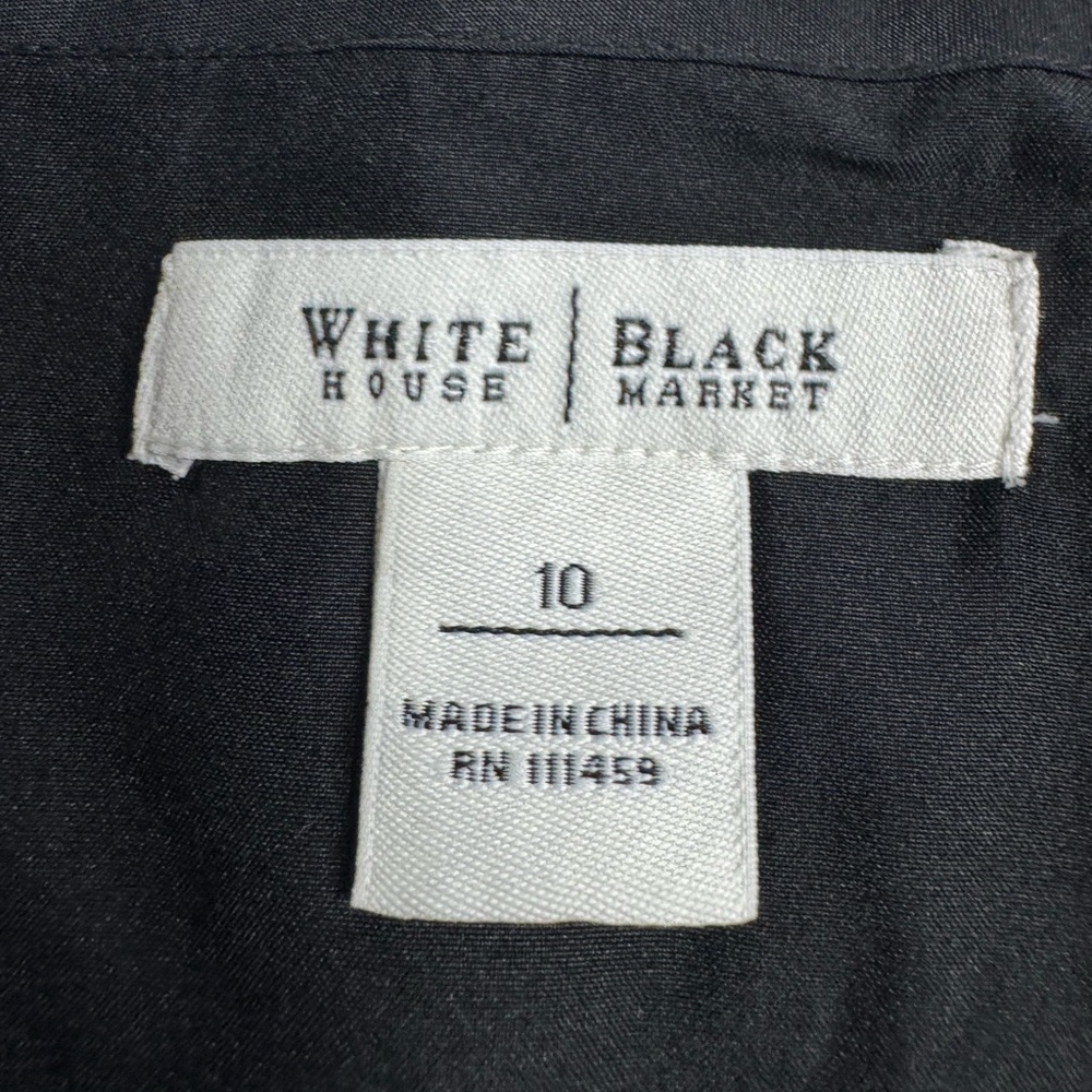 White House Black Market Wool Blend Black White Geometric Trumpet Skirt Sz 10 - Picture 3 of 7